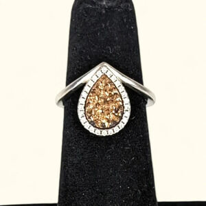 Sterling Silver & Topaz Tear Drop Ring